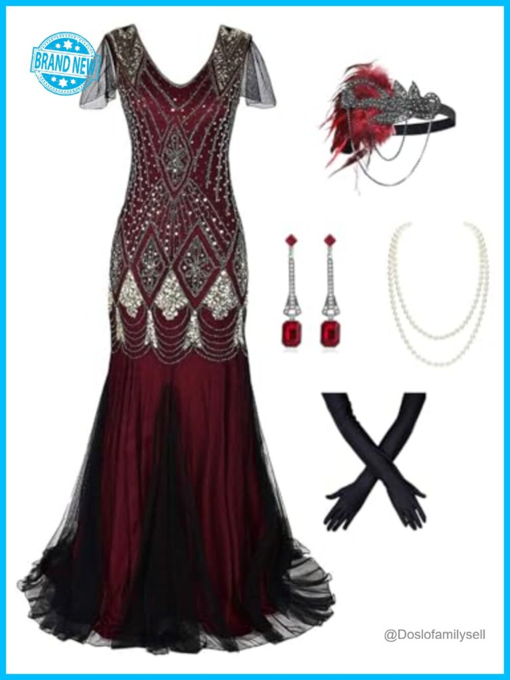 Plus Size 1920s Flapper Sequin Fringe Gatsby Cocktail Maxi Dress